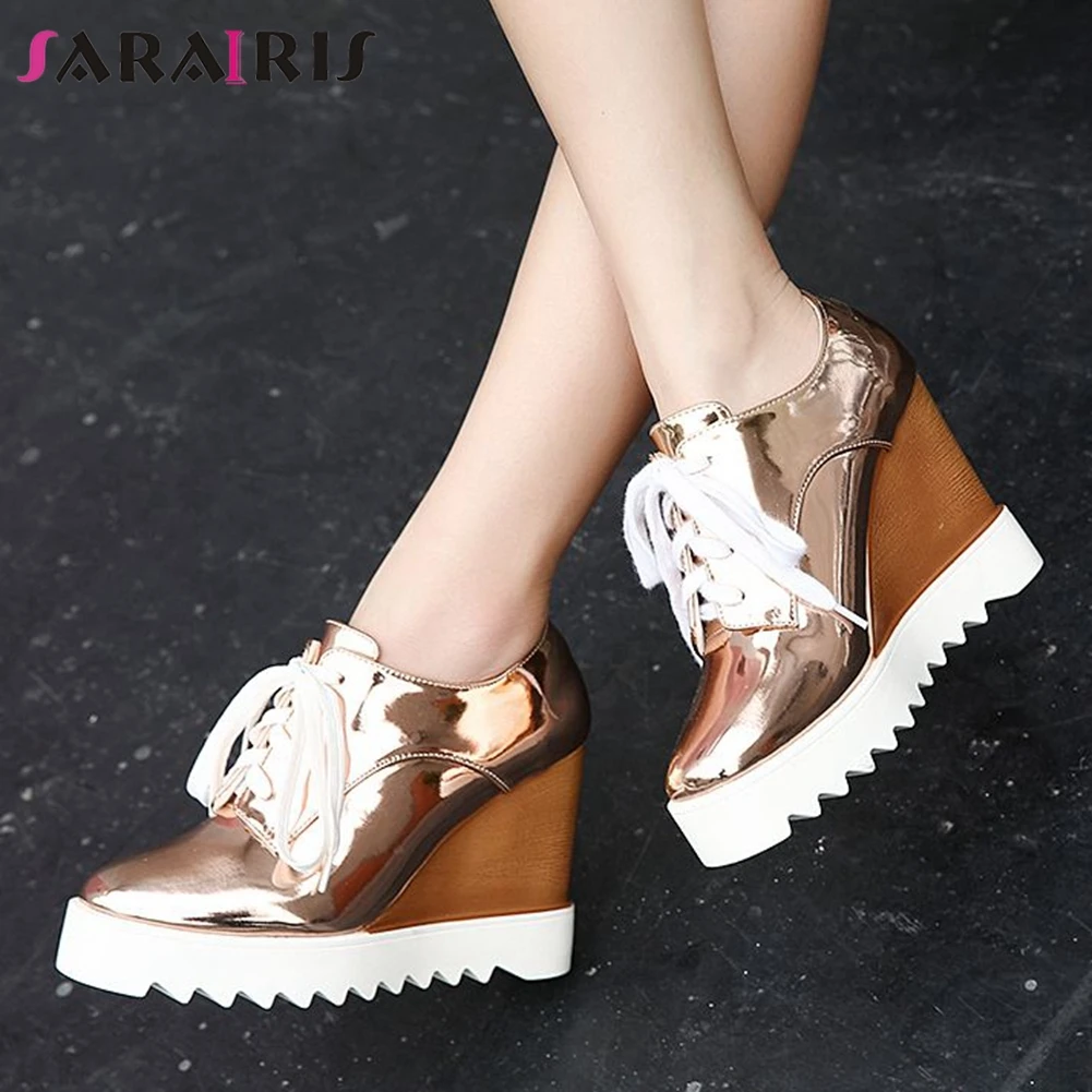 

SARAIRIS/модные женские ботильоны, новые модные женские смешанные Цвета женские туфли-лодочки с женские круглый носок, обувь на платформе, обув...