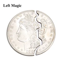1 pcs folding coin super copper morgan dollar bite out coin magic tricks for magician close up gimmick props mentalism comedy