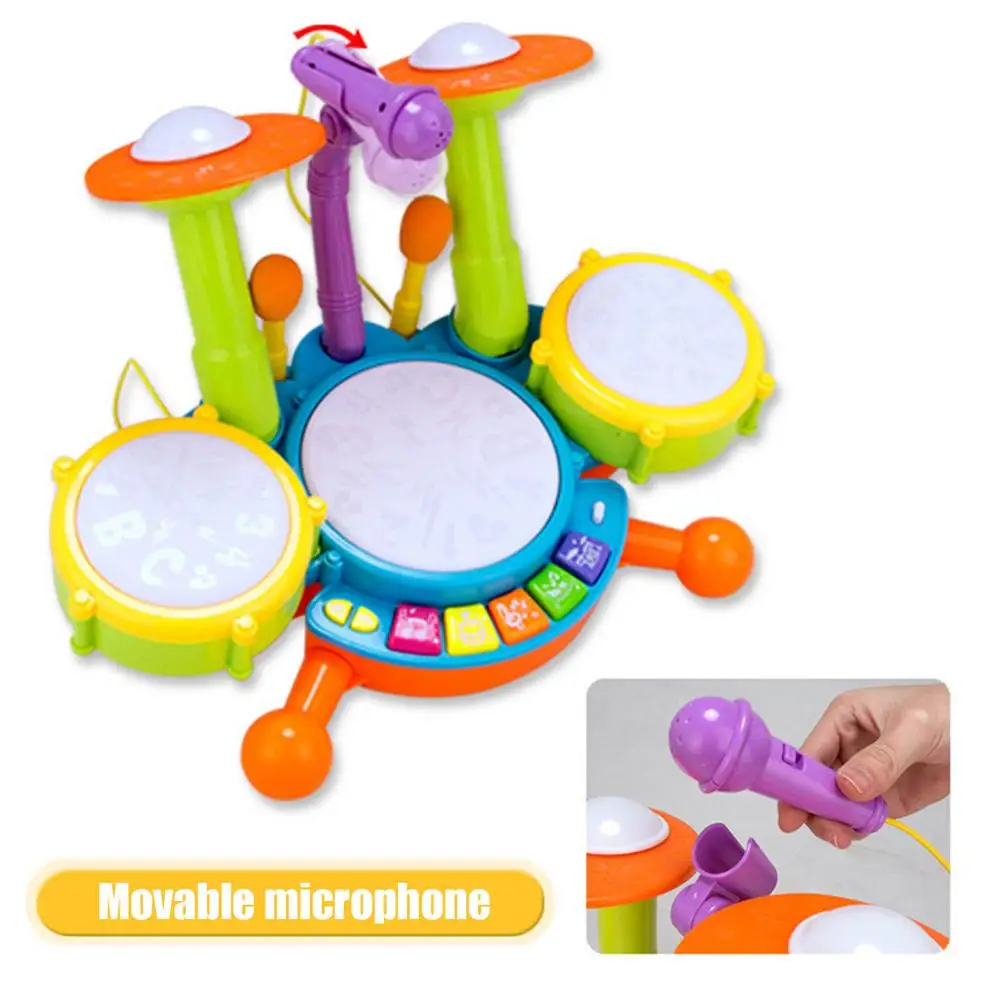 

Kids Musical Drum Toy Electronic Drum Kit With Adjustable Microphone Instrument Musical Toys Educational Gifts Toys For Children