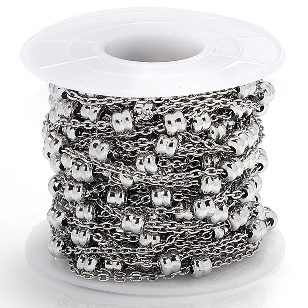 

1meter 2mm Stainless Steel Chain Necklace Chains Beaded Chain Handmade Crafts Accessories Bracelet Chain for Jewelry Making DIY