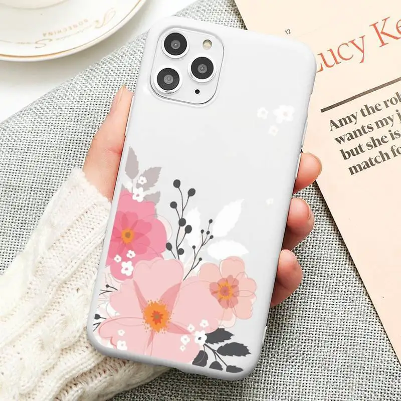 

Vintage flower rose Phone Case Candy Color for iPhone 11 12 mini pro XS MAX 8 7 6 6S Plus X 5S SE 2020 XR cover funda