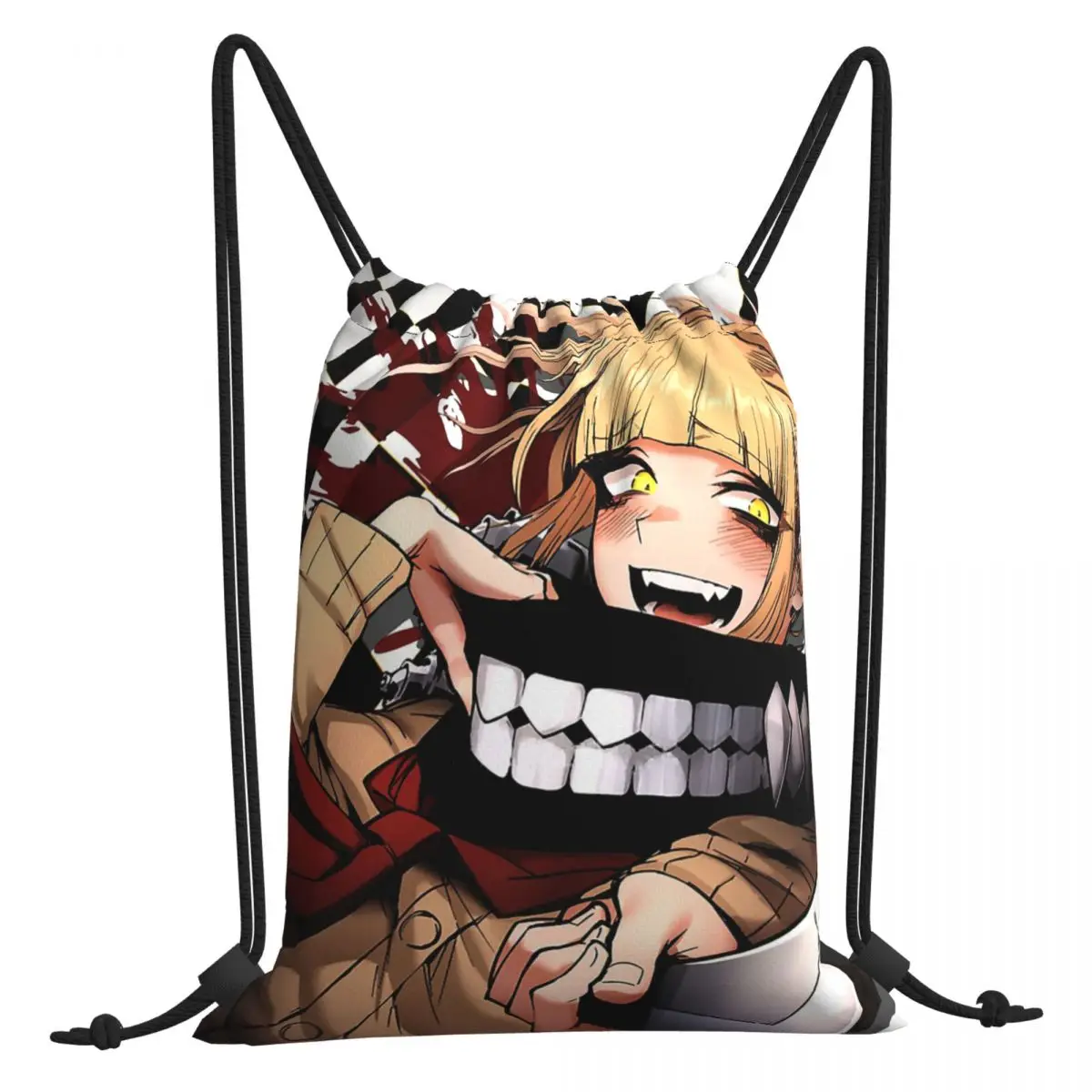 

Himiko Toga Blood Checkers Classic My Hero Academia Portable Hiking Drawstring Bag Riding Backpack Gym Clothes Storage Backpacks