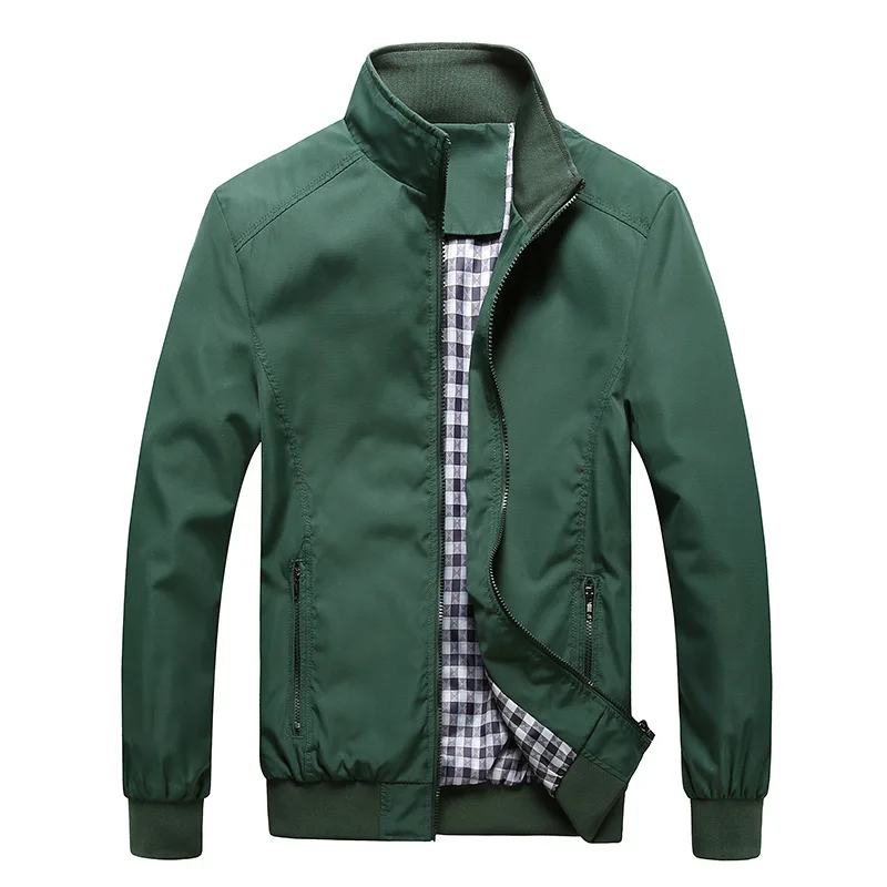 

2021Quality Bomber Solid Casual Jacket Men Spring Autumn Outerwear Mandarin Sportswear Mens Jackets for Male Coats M-5XL 6XL 7XL