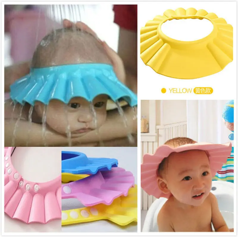 

Brand New Baby Children Kids Safe Shampoo Bath Bathing Shower Cap Hat Wash Hair Shield adjustable elastic Shampoo Cap