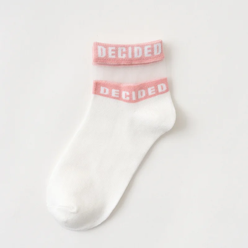 

Women Socks Summer Transparent Cotton Patchwork Ankle Socks Korean Japanese Fashion Harajuku Novelty Funny Sock