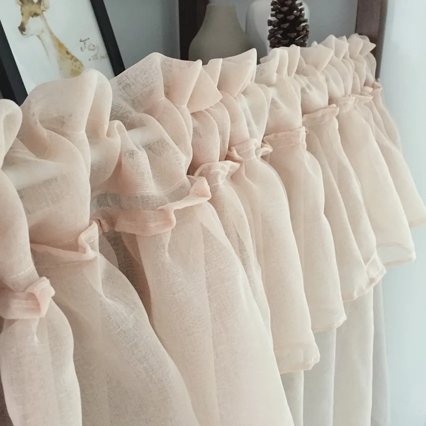 Короткие однотонные шторы из хлопка и льна серого цвета для маленьких окон