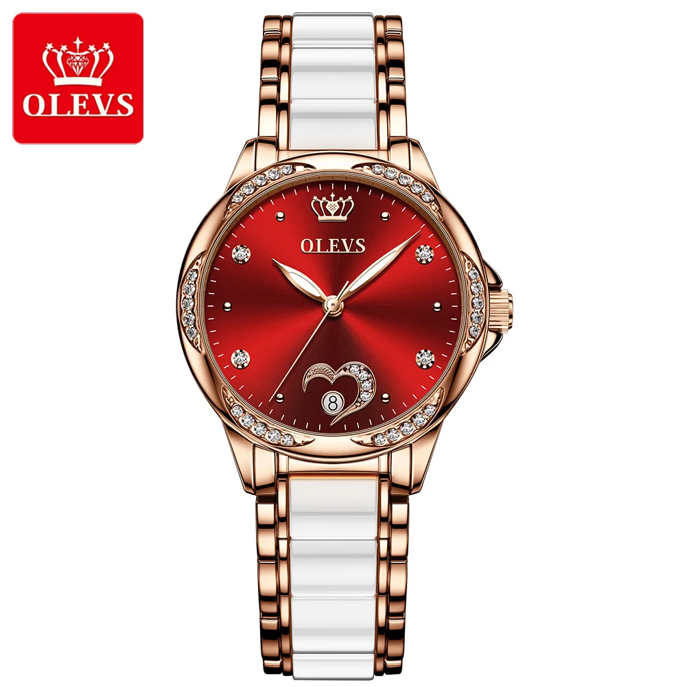 

OLEVS Ladies Wrist Watch Brand Luxury Women's Automatic Watch Ceramic Steel Strap Waterproof Mechanical Watches Relogio Feminino