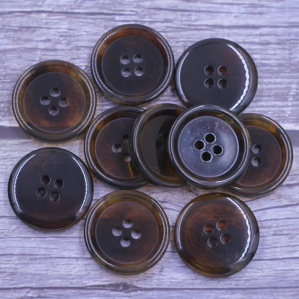 

10Pcs Resin Sewing Buttons Flatback Plastic Button 4 Holes Round Brown Repacement For DIY Clothing Handmade Crafts Finding 30mm