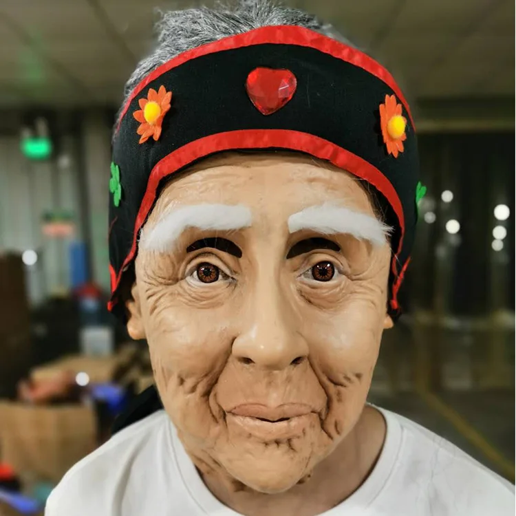 Ужасная маска Meng Po натуральный безопасный латексный чехол на все лицо украшение