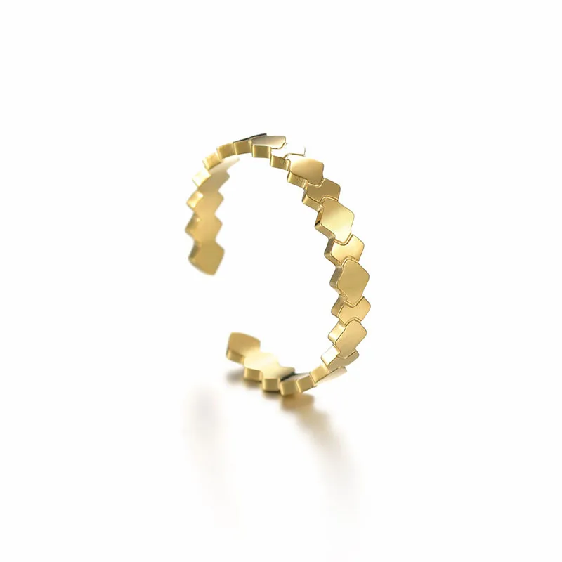 

New Japanese and Korean ladies titanium steel geometric diamond open ring simple fashion irregular girl tail ring design ring