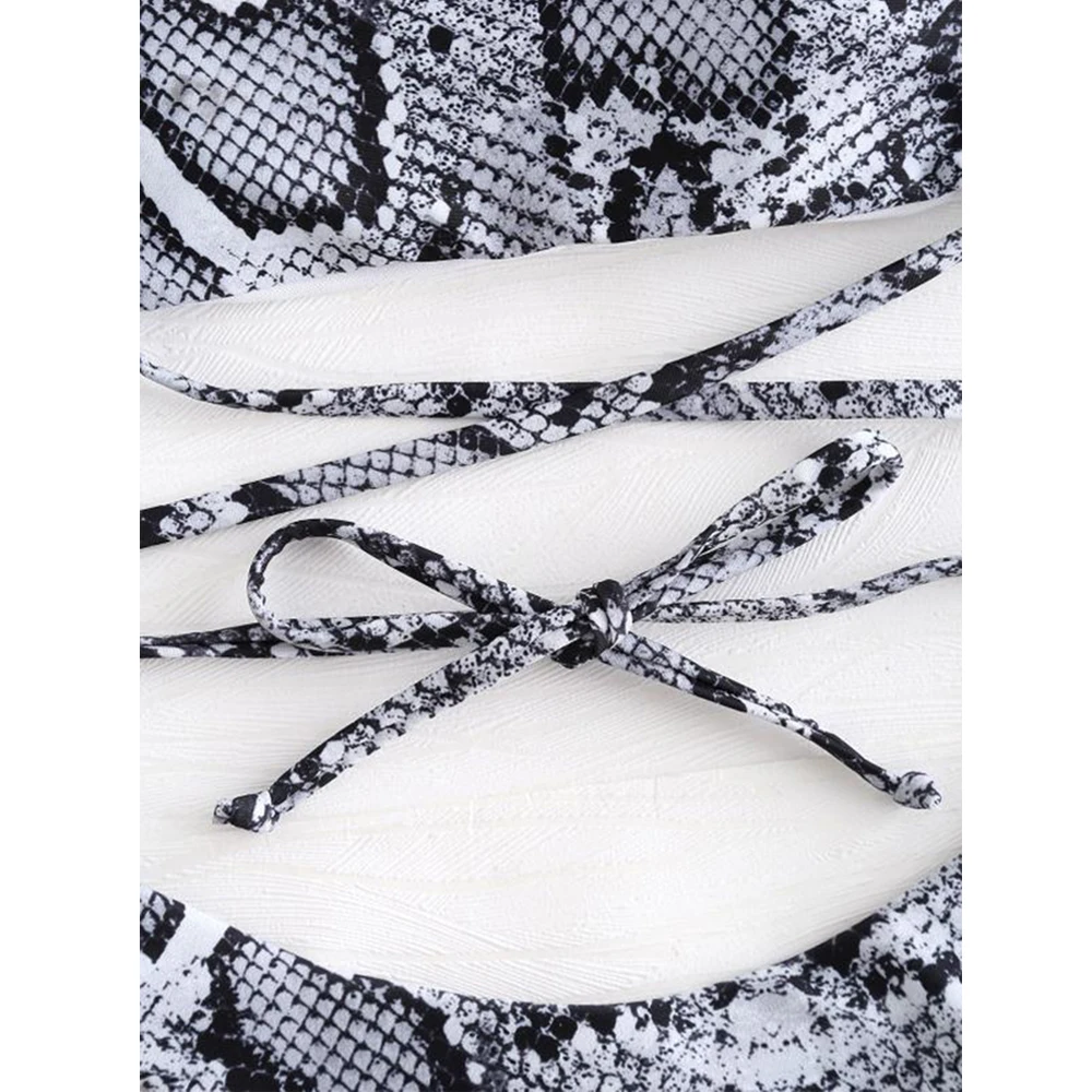 Женский купальник-бикини со змеиным узором бразильский купальник пляжный бикини