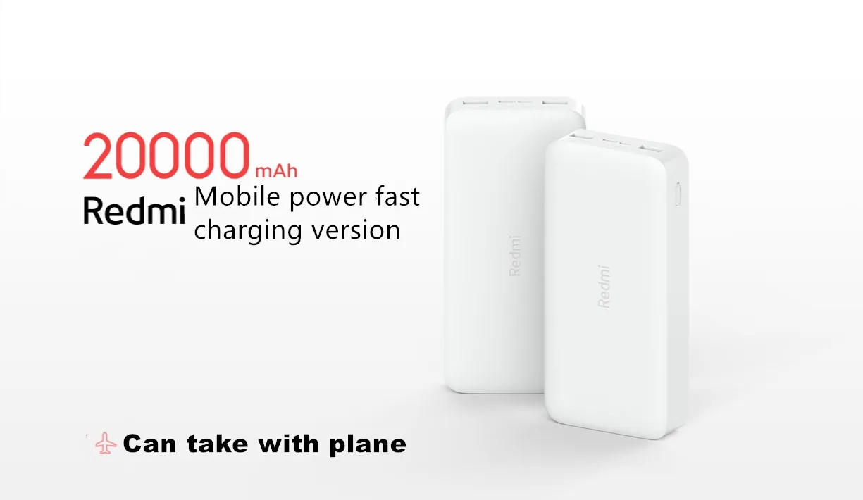 Xiao mi Red mi power Bank 20000 мАч power bank QC3.0 портативное зарядное устройство 2 usb-порта аккумулятор внешний аккумулятор mi power Bank 20000 мАч