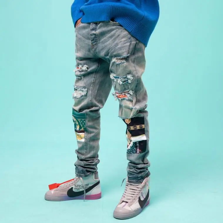 

Джинсы YK11652 Мода 2021 взлетно-посадочной полосы роскошный известный бренд Европейский дизайн вечерние стиль мужская одежда