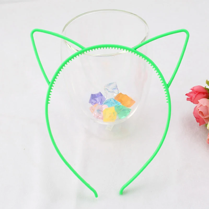 Cat Ear Green 12 шт./лот, блестящая повязка на волосы с единорогом, ободок, повязка на голову для женщин и девочек, кошачьи ушки, Русалочка, пластиковая повязка для волос, аксессуары для волос, горячая распродажа - Цвет: Cat Ear Green