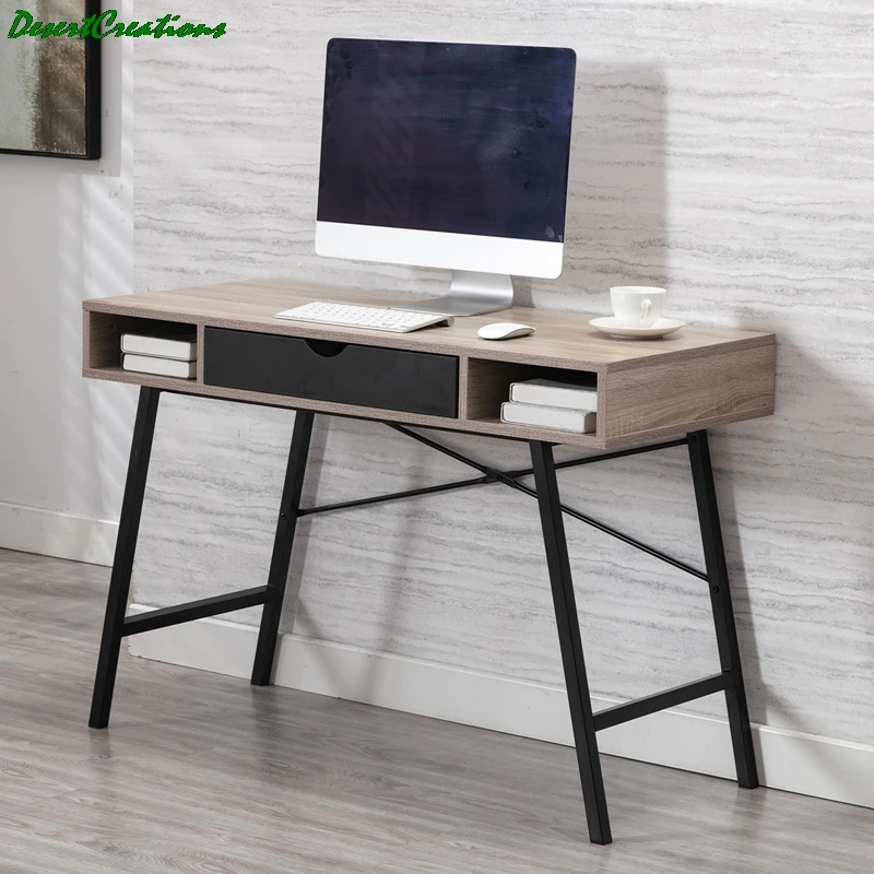 

Компьютерный стол с выдвижным ящиком, домашний офисный стол, письменный учебный стол 43 дюйма, черный ящик из ореха