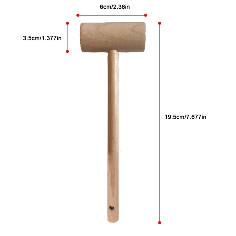 

Beech Wood Crab Mallet With Handle Simple Manual Seafood Meat Hammer Portable Kitchen Tool 2