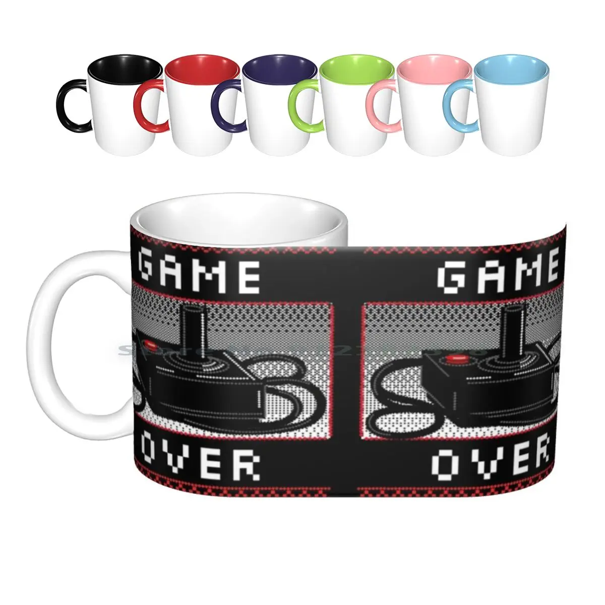 

Игровые дизайнерские керамические кружки Game Over Joystic с черепом, кофейные чашки, Кружка для молока и чая, новые горизонты с животными, новый ви...