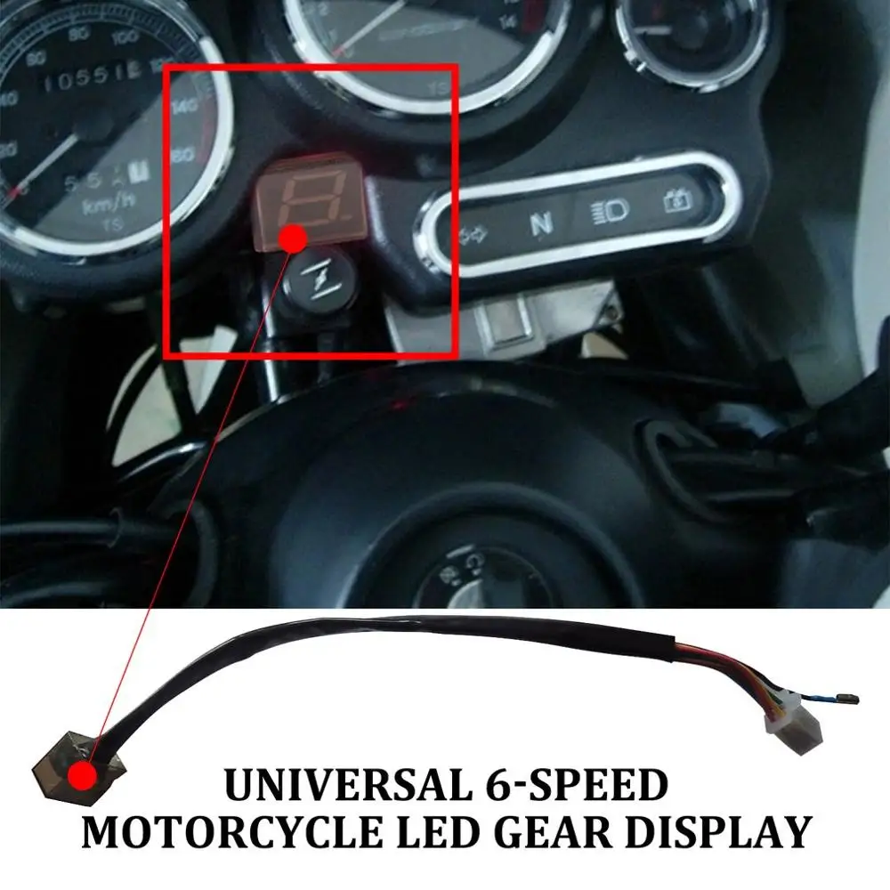 

Универсальный 6 Скорость Moto Дисплей цифровой светодиодный Дисплей нейтральный Шестерни Мотоцикл Внедорожный мотоцикл индикатор светильни...