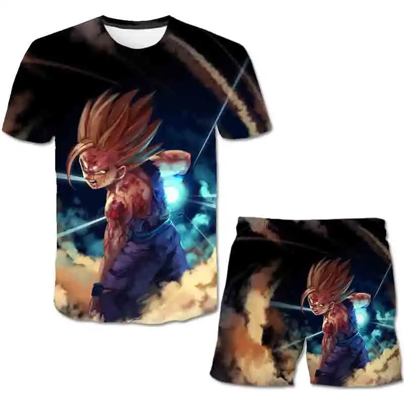 

Anime Kids Shorts Set Tee Pants Sets T-Shirts Suit for Boys Girls Cartoon Clothes Cool Tops Children Summer Short Sleeve Set