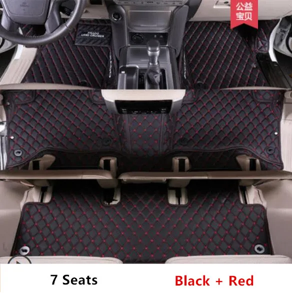 7 Seats Коврики для Toyota LAND CRUISER PRADO 150 2010- 5 и 7 мест ковры для ног автомобильные коврики высокое качество вышивка кожа - Название цвета: 7 Seats