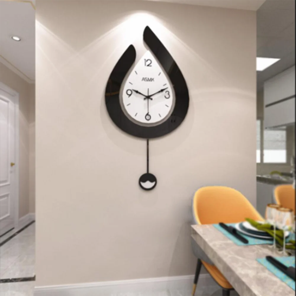 

Water Droplets Swing Wall Clock Modern Design Nordic Style Living Room Wall Clocks Fashion Creative Bedroom Wall Clock