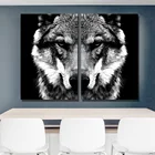 Черно-белая голова волка, современный скандинавский декор, настенные картины с животными на холсте, плакаты и принты, картины для гостиной