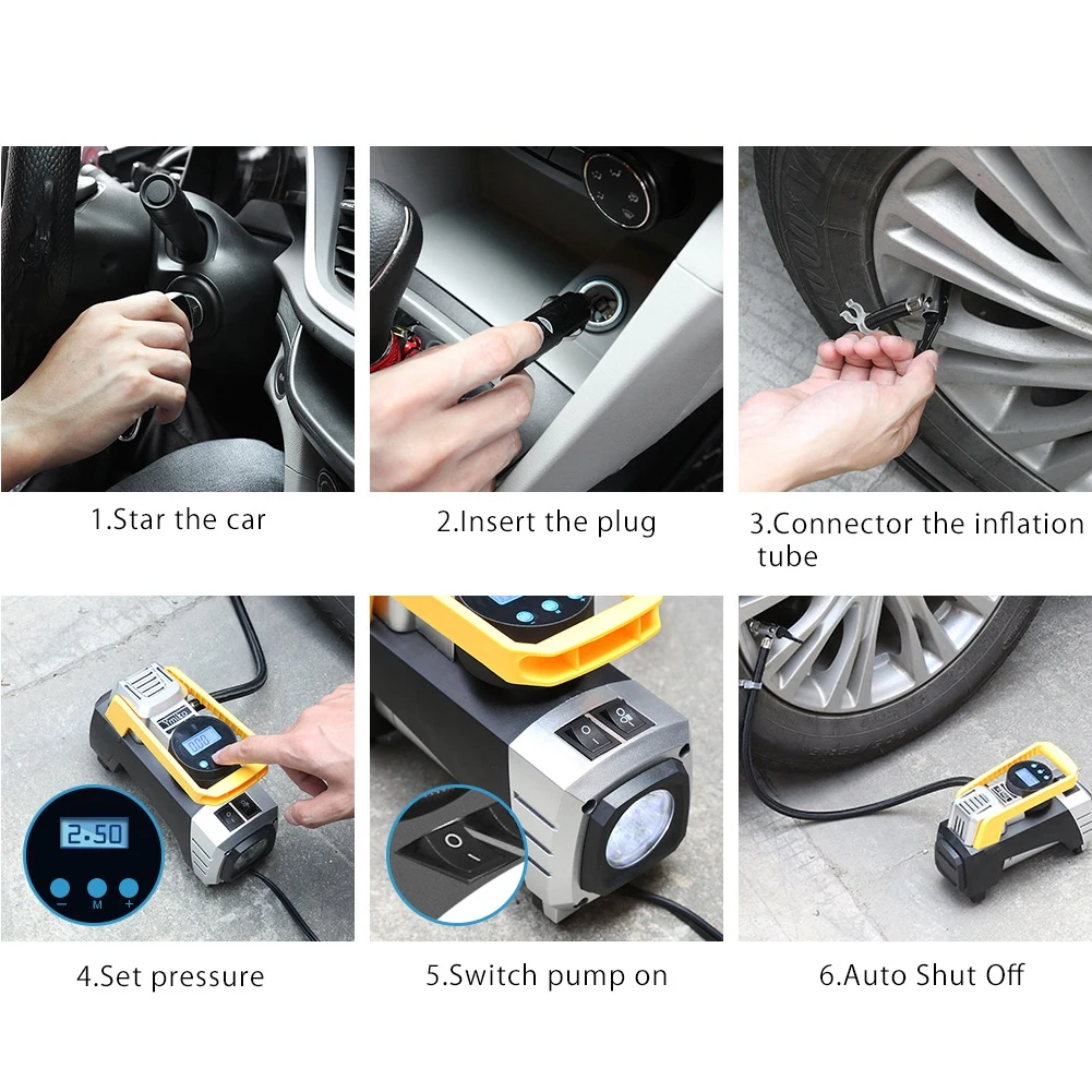 

Portable 12V LED Auto Car Air Compressor Pump Electrical Digital Display Tire Tyre Inflator