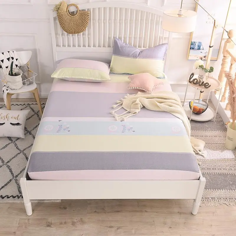 

Heart-Shape Printed Cotton Fitted Sheets for Bed High Quality Pure Cotton Soft Elastic Bed Mattress Cover Fitted Bed Sheets