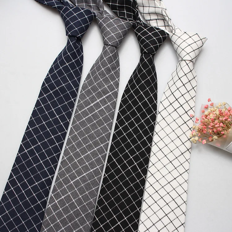 

Sitonjwly Men Slim Tie Casual Cotton Plaid Neck Ties for Man Skinny Designer Narrow Wedding Necktie Corbatas Gravatas Para