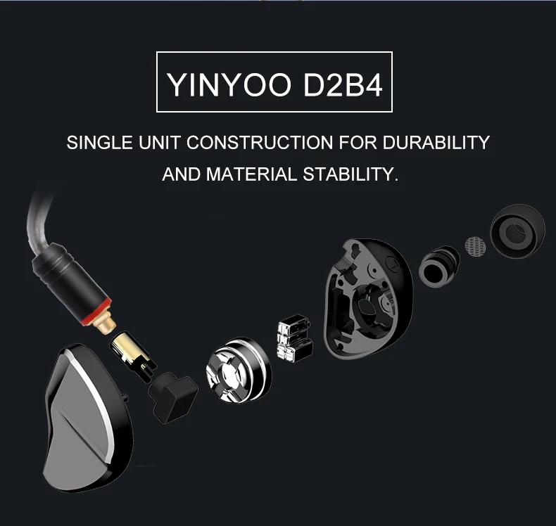 Yinyoo D2B4 2DD+ 4BA 10 мм графеновая диафрагма Динамический драйвер гибридные наушники в ухо для ZST AS10 ZS10 CCA C10 C16 QT5