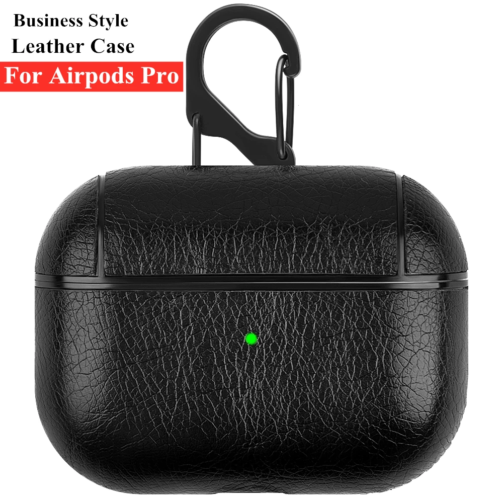 

Leather Case for Airpods Pro Luxury Business Style Case for Air pods 2 1 Pro Protective Cover shell with hook for airpods pro