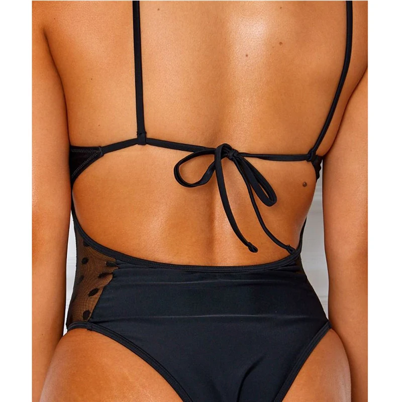 In-X сексуальный прозрачный купальник цельный сетчатый в горошек женское