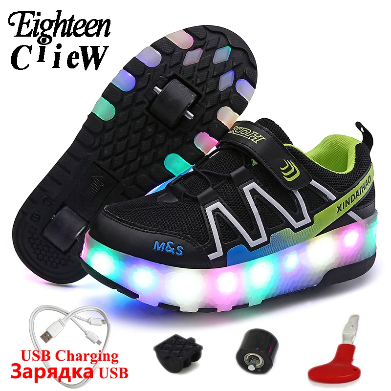 Фото Детские светящиеся кроссовки с подсветкой зарядка через USB переключатель