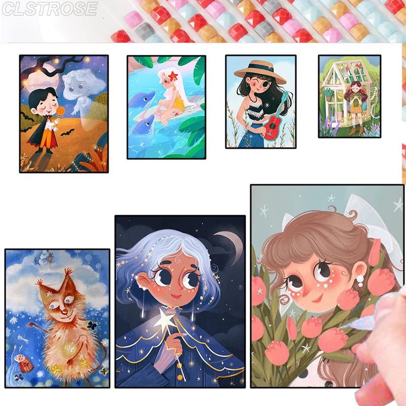 

Cartoon Girl Diamond Painting 5D Diy Purple Short Hair Girl Home Decor Full Square & Round Embroidery Mosaic Cross Stitch Art