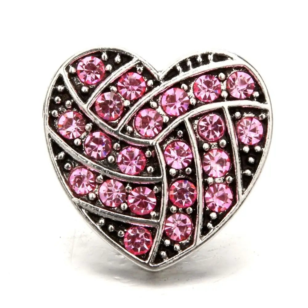 

20pcs heart Snap Button Jewelry DIY Crystal Rhinestone Flower 18mm 20mm Metal Snap Buttons Fit Snap Bracelet Bangle