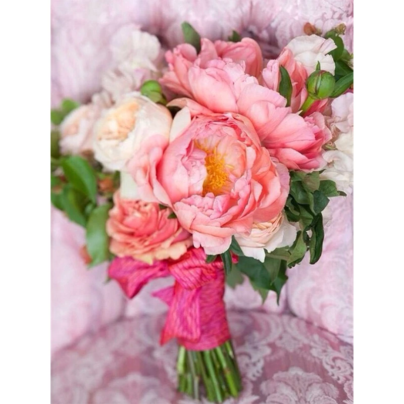 Алмазная 5D Вышивка с цветами пионов Набор для вышивки крестиком мозаика