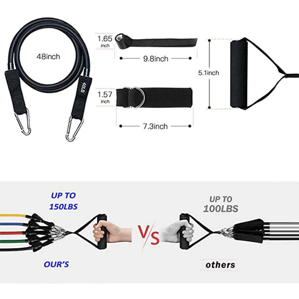 

11 PCS Training Resistance Bands Set Fitness Gym Stretch Expander Pull Rope Gym Rubber Pilates Elastic Tubes Workout Equipment