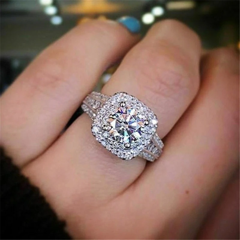 HOYON 14K белый золотой цвет 1 карат Moissanite квадратное кольцо для женщин Bague полностью