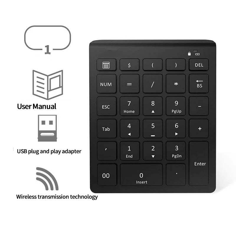 2 4G беспроводная цифровая мини-клавиатура с USB-номером клавиатура коврик для мыши