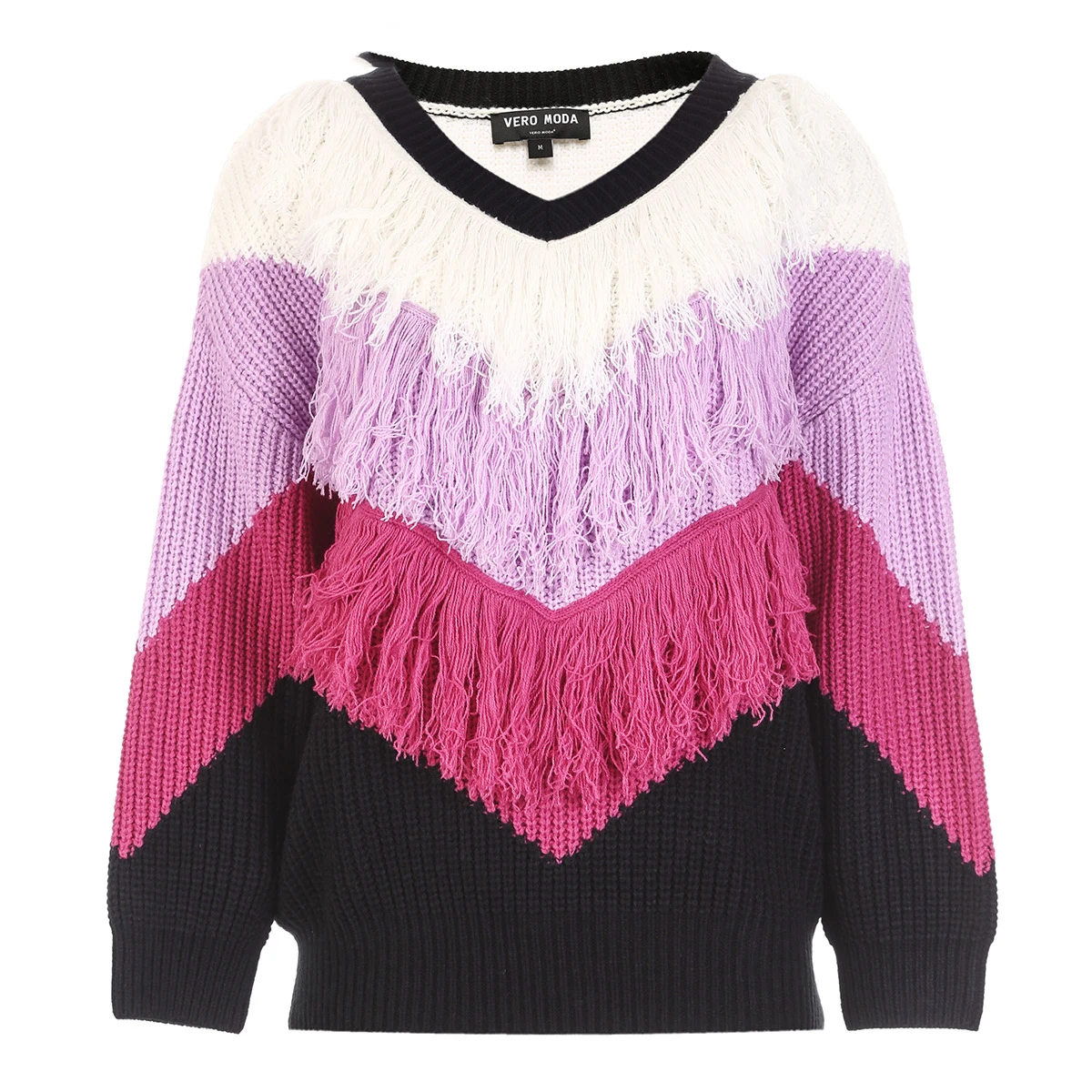 Vero Moda Женский вязаный свитер с v-образным вырезом и кисточками | 318413592