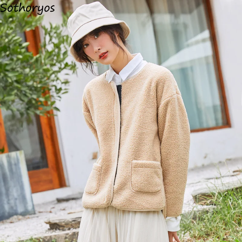 Куртка женская из овечьей шерсти на молнии элегантная Базовая уличная одежда в