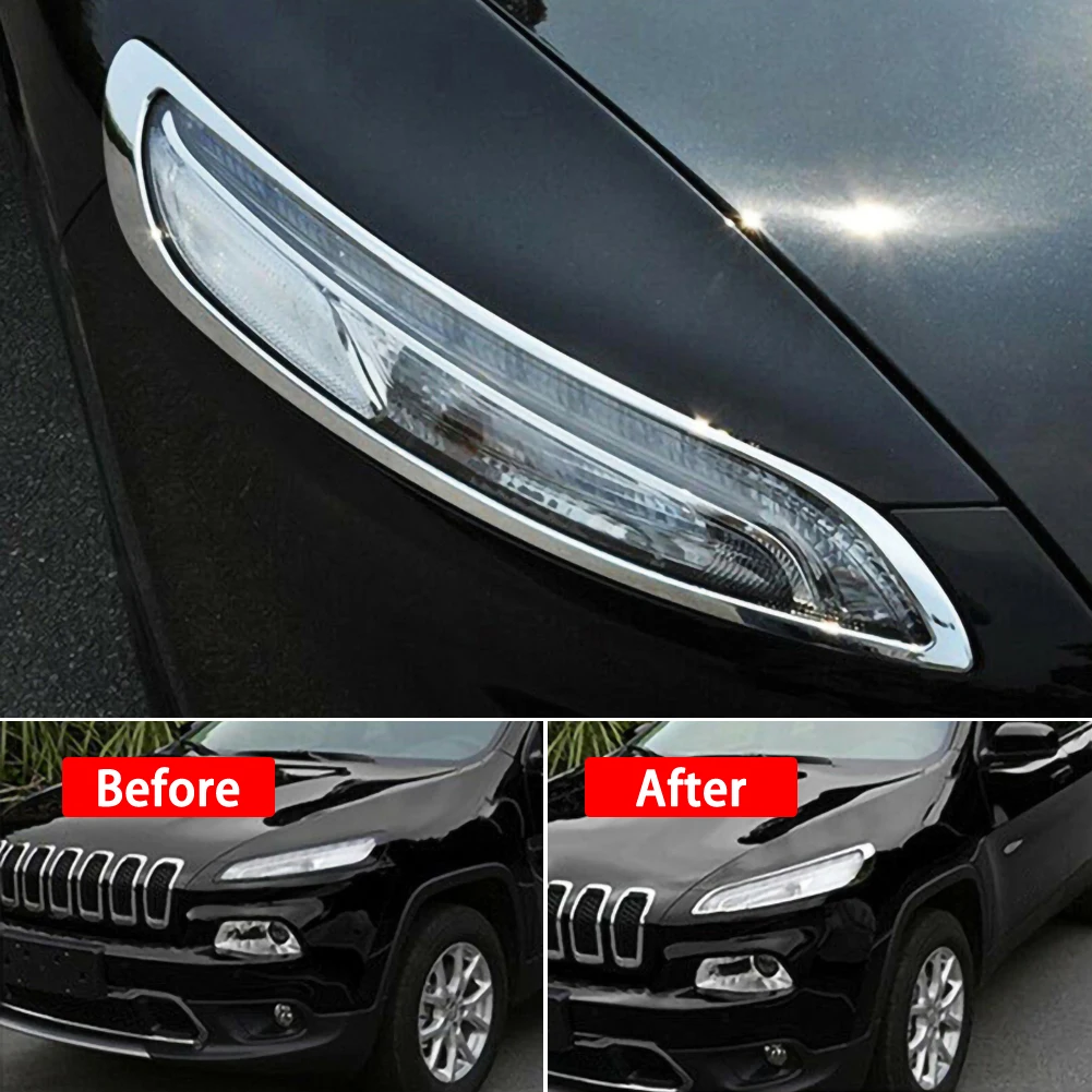 Подходит для Jeep Cherokee 14-18 Хром спереди головной светильник абажур лампы с