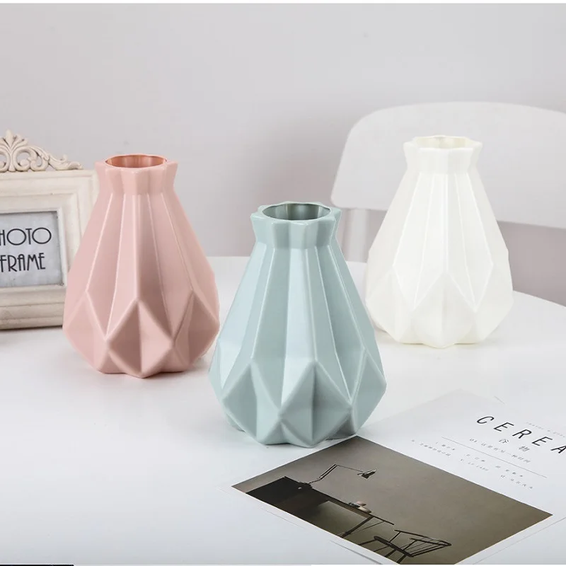 Plastic Flower Vase Decoration Home White Vases Imitation Ceramic Pot Nordic Style Basket | Дом и сад