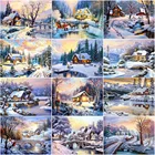 Алмазная 5D картина JIEME сделай сам, картина с изображением снежной сцены, вышивка крестиком, зимний ландшафт, украшение для дома