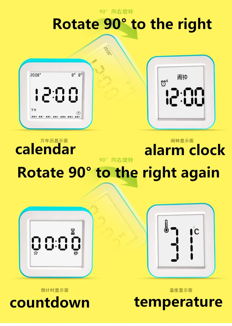 

Digital Alarm Clock Snooze Mute Calendar Desktop Electronic Table Clocks Desktop Bedside AAA Powered Alarms Clock