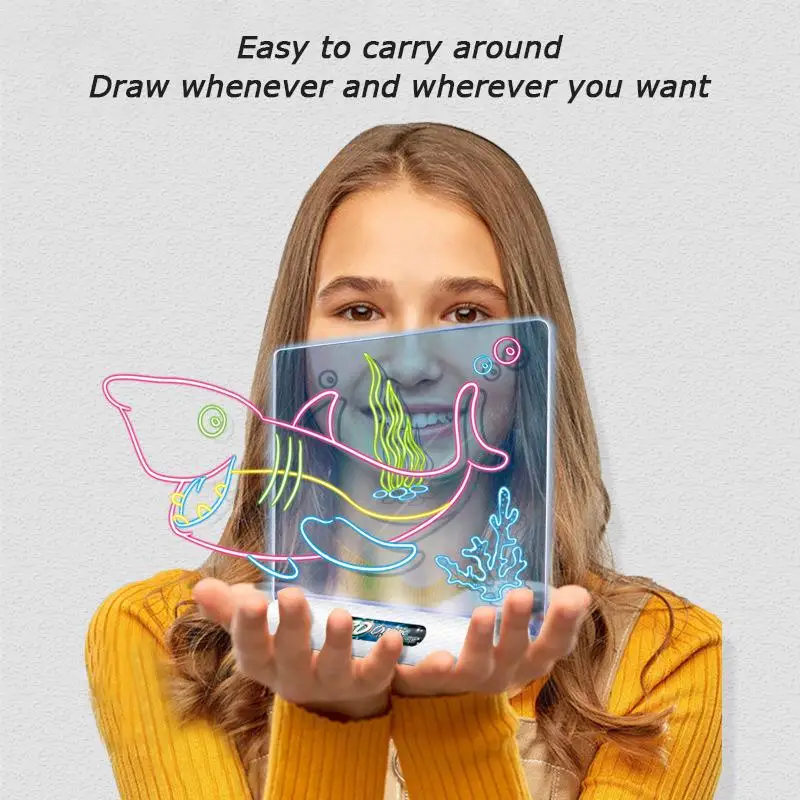 3D Drawing Board LED Light Effects Puzzle Magic Pad Kids Painting Educational Toys Graffiti Lighting Children Gift | Канцтовары для