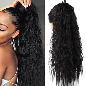 WTB, длинные Кукуруза кудрявая, искусственные волосы, удлинитель конского хвоста для женщин, синтетические высокотемпературные волосы