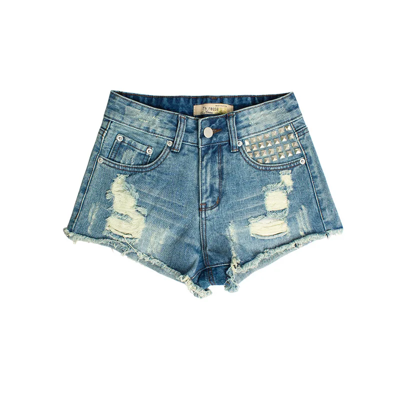 

2020 Spring And Summer New Women's Hole Rough Selvedge Hot shorts Fashion Vinage Ripped Denim Shorts