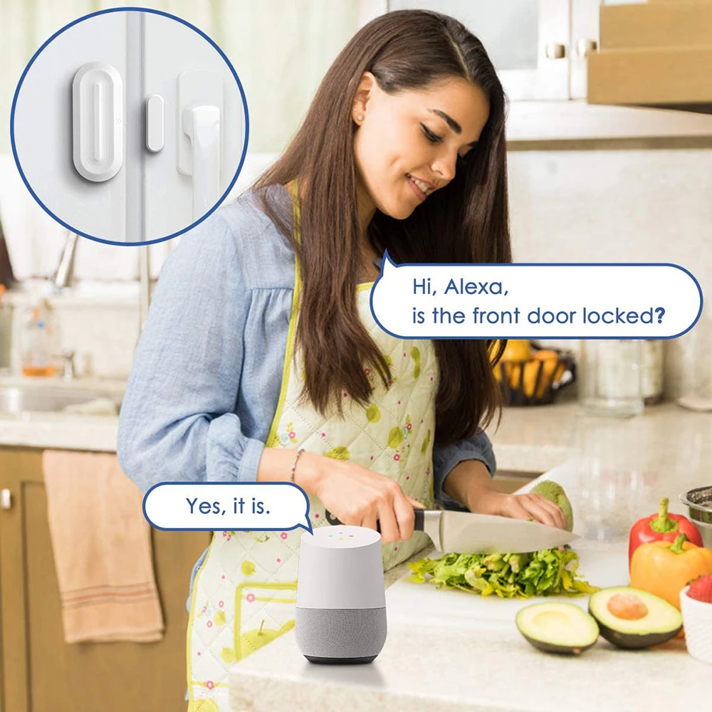 Tuya Smart ZigBee/ WiFi датчик для двери дверь открытой/закрытый детекторы совместим с Alexa