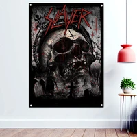 horror skull rock and roll flags wall sticker decorative accessories dark metal artist posters black art banners wall hanging